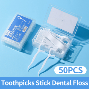 BUY 2 TAKE 2 High Elastic Dental Floss Picks 50PCS Toothpick Flosser Deep Clean Oral Care Plaque Rem