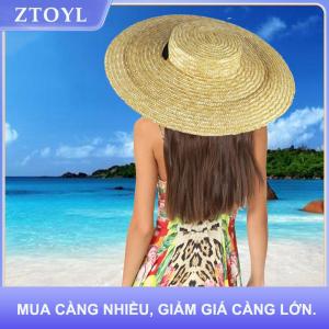 【ZTOYL】 Rộng vành mũ rơm cho phụ nữ dài Ribbon phụ nữ bãi biển hat mùa hè Sun Visor cap