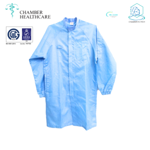 Chamber ESD Cleanroom Smock Color Light Blue Collar Band Style