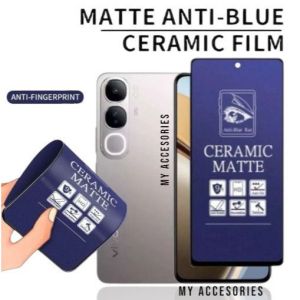 Ceramic Flexibel Anti Blue Light Vivo V40 Lite V29e V27e V25 V25e V23 V23e V21 V20 V20SE V19 V17Pro V15 V15 Pro V11 V11i V9 Temperd Keramik Biru Anti Pecah Pelindung Layar Blueray Screen Protector Tempered Glass Full Cover V40Lite 5G 4G Baru Murah