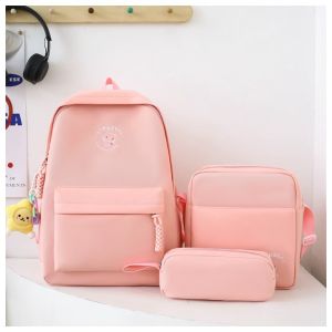 Ayuqi® Macaron-color School Bag 3pcs/Set Large Capacity Student Backpack Solid Canvas Girls Backpacks