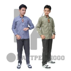 paket 1 isi 2 kemeja panjang polos bahan katun diplomat premium