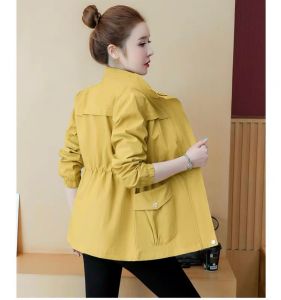 Áo Khoác KaKi 2 Lớp Nữ Túi Hộp Dây Khóa Kéo Có Dây Rút Eo Tinh Tế Thời Trang