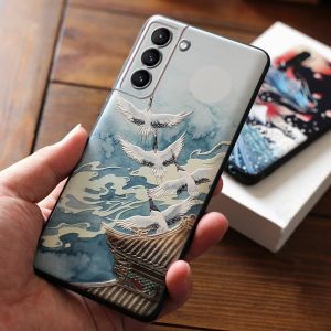 Samsung Galaxy A14 5G Case A33 A34 A54 A24 3D Relief Frosting Soft Phone Casing Shock Resistant Camera Protection WaveFish A52 A72 A42 A51