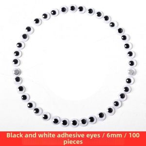 NOBLELUX 30/100pcs/bag 3D Dolls Activity Eyes Plastic BlackWhite Kids Stuffed Animals Plush Eyes With Adhesive Backed Wiggling Moving Eyes