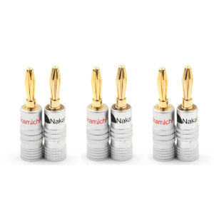 [SG In Stock]12Pcs Golden Nakamichi Speaker Banana 4MM Plug Connector Adapter Connectors