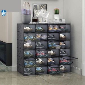 【 Soft Lip Shop 】 6Pcs New Large Drawer Storage Box Foldable Stackable Shoebox Shoe Rack Shoe Cabinet Storage Organizer