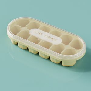 Food-Grade Silicone Push-Type Ice Tray with Lid Household Ice Cube Mold Making Kit for Homemade Ice Storage