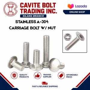 2pcs/sets Stainless A-304 Carriage Bolt with or w/out Nut and Flatwasher M10 x 16~100 mm Stainless Square Neck Bolt / Bumper Bolt