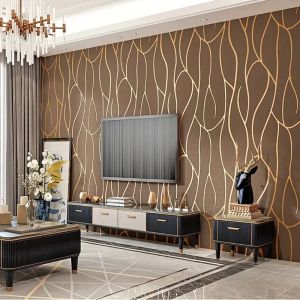 Wallpaper Dinding Anti Air Motif Garis Gelombang Aesthetic Modern