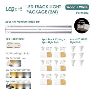 LED PRO LED LIGHT LED Wooden Track Light 6pcs Track Light With 2m Track (2pcs 1M) Complete Set