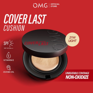 OMG Oh My Glam Coverlast Cushion 15g - Cushion Foundation Concealer Skin Tint Make Up - High Coverage Dewy Finish - Poreless Cushion - Glow Cushion - Tahan Lama Hingga 12 Jam Tanpa Oksidasi - Menyamarkan Kemerahan Bekas Jerawat dan Noda Hitam