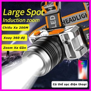 Đèn pin đội đầu 1 bóng có Zoom xa gần chiếu xa 200m chống thấm nước đèn pin đeo trán siêu sáng 3 chế độ siêu sáng