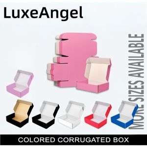 Colored Corrugated Mailers Pink/White and Black/Kraft Combinations Sturdy corrugated cardboard packaging for shipping gifting and storage Eco-friendly and recyclable Bulk packaging options for businesses and crafters