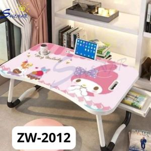 SHENAR (COD) MEJA LIPAT CHLOE BIG SIZE 60X40CM Meja Laptop Portable Lipat Lipet Kayu Belajar Komputer Anak iPad Polos 2 Slot