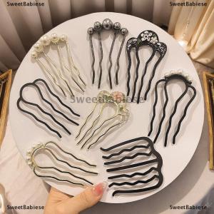 [COD] SweetBabiese Kim loại hình chữ U tóc Ngã Ba lược ngọc trai tua tóc gậy kẹp tóc kẹp tóc phụ nữ Cô Gái Tóc phụ kiện trang trí phong cách công cụ