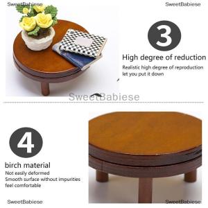 [COD] SweetBabiese 1:12 dollhouse Miniature Round Table ชากาแฟตารางท้ายพร้อมเฟอร์นิเจอร์เสื่อรุ่น Decor ของเล่นตุ๊กตาบ้านอุปกรณ์เสริม