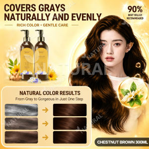 Floral Scented Hair Dye Shampoo 210ML 100% Gray Coverage Floral Scented + No Damage Botanical Color/Care Herbal Hair Dye Shampoo