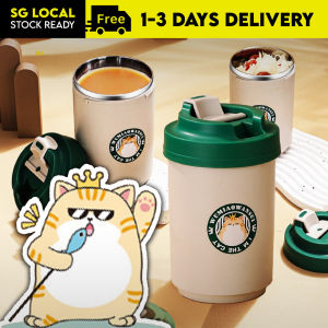 [SG STOCK] Stainless Steel Thermos Leak Proof Coffee Mug Cat Starbucks Design Bubble Tea Cup Vacuum Insulated Travel Tumbler Bottle