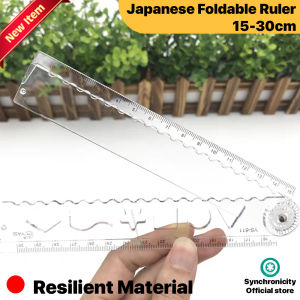Foldable Ruler with Metric Measurements | JPR100 - 15-30 cm Japanese Folding Ruler for Precision Measuring in School Office and Crafts | With Stencils for Shapes | JPR100 by Synchronicity Select