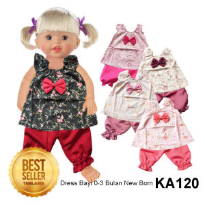 Gaun Dress Baju Bayi 0-3 Bulan Gratis Pita Ulang Tahun Perempuan Sleeveles New Born KA120