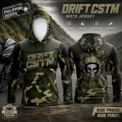 DRIFT CSTM Motorcycle Jersey Hoodie Camouflage Riding Jacket Breathable Quick Dry UV Protection Long Sleeve Moto Shirt For Pinoy Riders H01