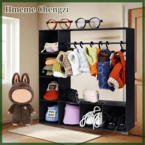 Hmeme Large Capacity Doll Clothes Closet Portable With 10 Hangers Clothes Storage For Figures Durable Cute Display Stand