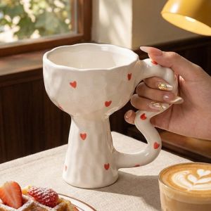 MAOMEI STUDIO Vẽ bằng tay Cốc cà phê gốm sứ Thiết kế bất quy tắc Sọc cổ điển Cốc làm thủ công Cốc kem Độc đáo Cốc tráng miệng Trà chiều