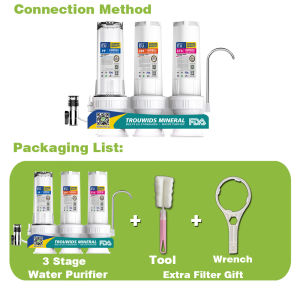 TROUWIDS Water Purifier Water Filter Complete Set 3 Stages Water Softener Filter Household Home Kitchen UV Light For Deep Well