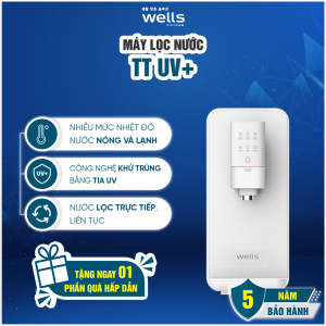 Máy lọc nước kiềm Wells tt UV |khử trùng bằng tia UV 999% |Chính hãng Hàn Quốc | Bảo hành 5 năm ( Tặng máy pha trà và cafe Home Cafe)