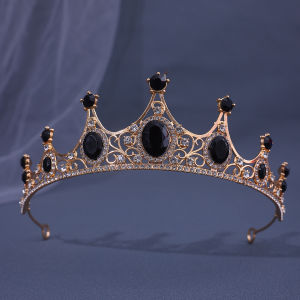 Vương miện đội đầu phong cách Baroque cổ điển hợp kim đính đá pha lê phụ kiện vương miện nhỏ công chúa dùng cho biểu diễn sân khấu trang sức cô dâu.