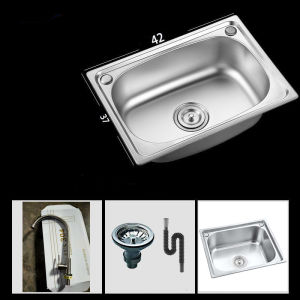 Chậu rửa bát 1 hộc 42x37 inox 304 bồn rửa chén 1 hố kèm vòi lạnh bảo hành chính hãng