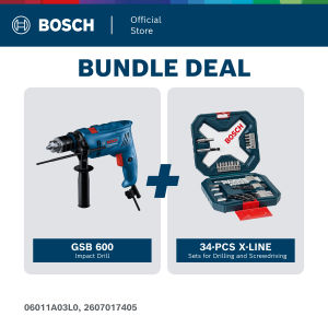 BOSCH Value Combo: GSB 600 Impact Drill + 34pcs X-Line Bit Set 06011A03L0 + 2607017405