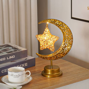 Ramadan Lanterns Gold Iron Moon Lamp Ball Lamp Muslim Holiday Decorative Lamp Bedroom Lamp Atmosphere Modeling Lamp