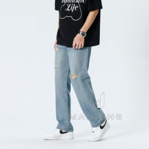 MANNING MJ16 Jeans Pria Jeans Biru Muda Jeans Musim Panas Celana Kaki Lurus Jeans Dasar Jeans Serbaguna Celana Santai Pria Celana Panjang Jeans Longgar Jeans Longgar Jeans Panjang Pria