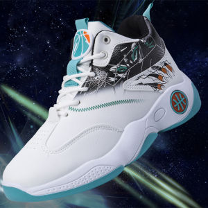 Korean Style High Top Basketball Sneakers Shock Absorbing Outdoor Casual Shoes Blue/Green Size 40-44
