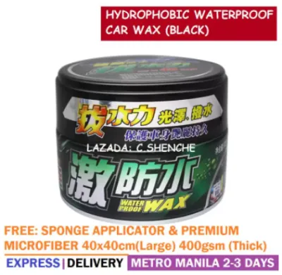 BO-TNY Hydrophobic Waterproof Car Wax with Microfiber Cloth and Sponge Applicator