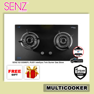 (Authorised Dealer) SENZ 5.0kW RUBY SZ-GS980FL intelSync Twin Burner Gas Stove with Nano Coating