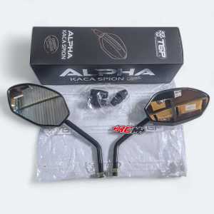 MIRROR MIROR SPION KACA SEPION TGP ALPHA BLACK HITAM HONDA YAMAHA BEAT VARIO PCX ADV TIGER NMAX AEROX VIXION X-RIDE MIO XEON SOUL GT UNIVERSAL MOTOR  DLL GAGANG TANGKAI PENDEK SHORT BAR CERMIN KACA CEMBUNG PANDANGAN LUAS ORI ORIGINAL ASLI