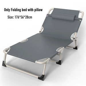 Folding Bed Single Heavy Duty Portable Bed Foldable with Foam Mattress and Pillow Sofa Bed Adjustable Leisure Lounge Chair Reclining Chair for Office Home Camping Patio Installation-Free