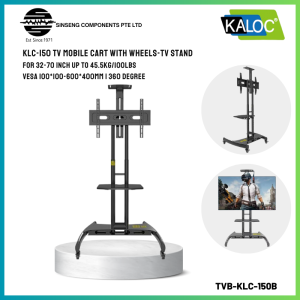 Kaloc KLC-150 32-70 inch TV Mobile Cart with Wheels-TV Trolley Stand (Load:45.5KG) [MODEL:TVB-KLC-150B]