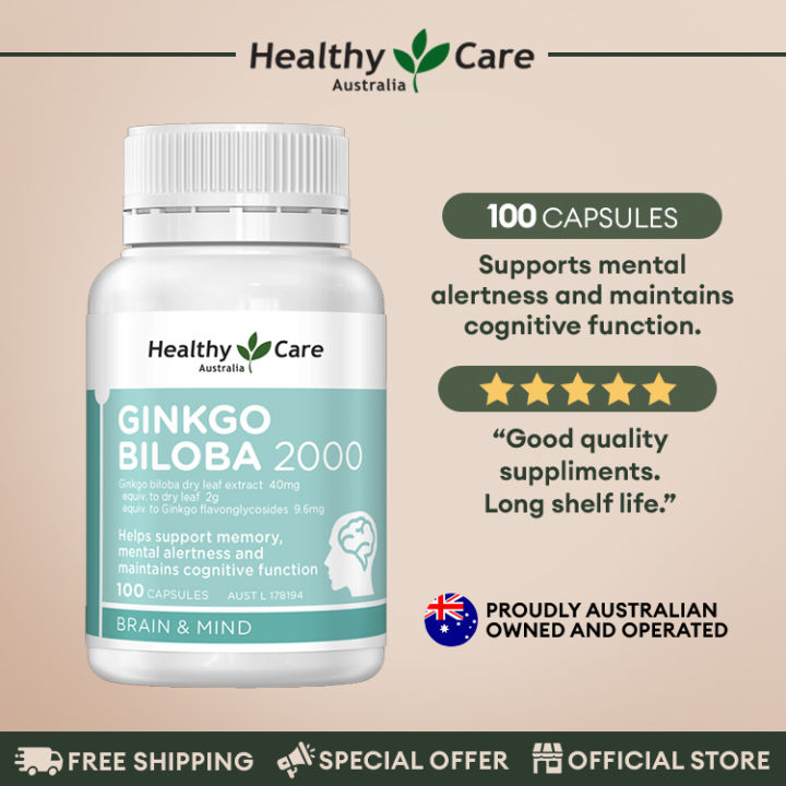 Healthy Care Ginkgo Biloba 2000mg 100 Capsules For Improve Memory