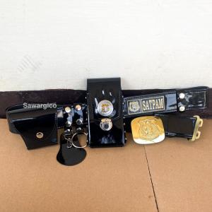 Kopel Sabuk Satpam Kulit Kilap Fullset Kepala - KL