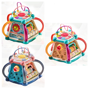 Educational Activity Block Toy For Children 7in1 Puzzle Boards Toy With Color Sorting Auditory Stimulation Fine Motor Toy