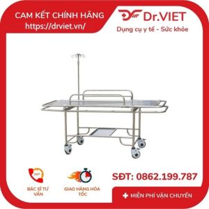 BĂNG CA ĐẨY INOX (Bao gồm Mâm inox nằm và khung đụng Bánh xe có khóa để đồ và cây treo bình nước.)