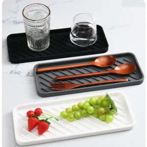 Silicone Drain Tray Kitchen Sink Organizer Storage Tray Sponge Holder Soap Dispe for Tableware Water Cup Fruit Vegetable