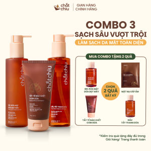 Bộ 3 làm sạch sâu Gel rửa mặt Dầu tẩy trang dừa và Tẩy tế bào chết cơm dừa Chắt Chiu