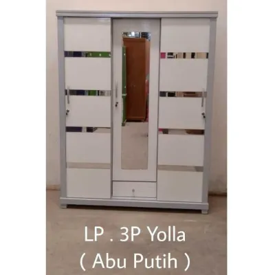 Lemari Pakaian 3 Pintu Sliding Yolla + Laci Tengah