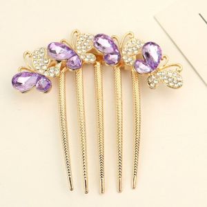 ALENADAY - Sirkam Rambut Wanita Dewasa Korea Mahkota Mutiara Butterfly Tusuk Konde Sanggul MHT08