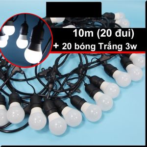 Dây đèn trang trí ngoài trời 20 bóng -10 bóng chống nước dùng cho quán cà phê trà chanh trà sữa... BH 12 Tháng